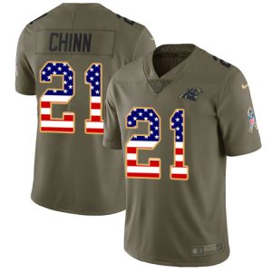 Eye   catching Stunning Sleek Panthers #21 Jeremy Chinn Olive/USA Flag Youth Stitched NFL Limited 2017 Salute To Service Jersey for Game Day