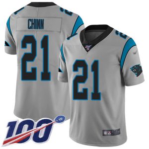 Authentic Distinctive Panthers #21 Jeremy Chinn Silver Youth Stitched NFL Limited Inverted Legend 100th Season Jersey for the Ultimate Fan Experience