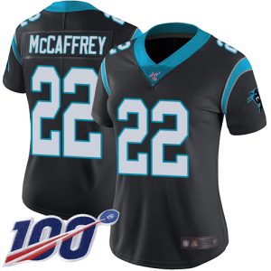 High Quality Exclusive Panthers #22 Christian McCaffrey Black Team Color Women's Stitched NFL 100th Season Vapor Limited Jersey to Boost Team Spirit