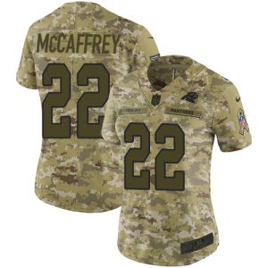 Elegant Exquisite Unique Panthers #22 Christian McCaffrey Camo Women's Stitched NFL Limited 2018 Salute to Service Jersey for True Fans