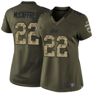 Stunning Authentic Graceful Panthers #22 Christian McCaffrey Green Women's Stitched NFL Limited 2015 Salute to Service Jersey to Elevate Your Game Day Look