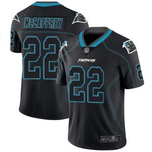 Luxurious Classic Comfortable Chic Panthers #22 Christian McCaffrey Lights Out Black Men's Stitched NFL Limited Rush Jersey to Stand Out in the Crowd