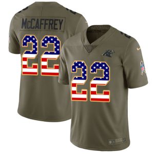 Unique Gorgeous Attractive Panthers #22 Christian McCaffrey Olive/USA Flag Youth Stitched NFL Limited 2017 Salute to Service Jersey for a Stylish Sporting Appearance