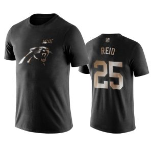 Impressive Sleek Panthers #25 Eric Reid Black NFL Black Golden 100th Season T-Shirts to Stand Out in the Crowd