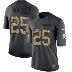 Stunning Vibrant Graceful Panthers #25 Xavier Woods Black Youth Stitched NFL Limited 2016 Salute to Service Jersey for an Unforgettable Season