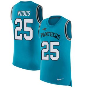 Vibrant Cool Panthers #25 Xavier Woods Blue Alternate Men's Stitched NFL Limited Rush Tank Top Jersey for a Stylish Sporting Appearance