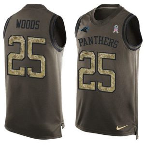 Chic Comfortable Modern Elegant Panthers #25 Xavier Woods Green Men's Stitched NFL Limited Salute To Service Tank Top Jersey for a Memorable Fan Moment