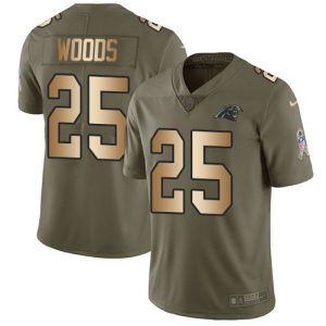Cool Fashionable Fantastic Exquisite Panthers #25 Xavier Woods Olive/Gold Youth Stitched NFL Limited 2017 Salute To Service Jersey to Show Your Support
