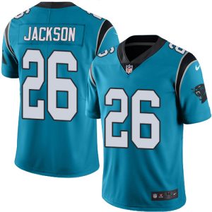Marvelous Alluring Handsome Panthers #26 Donte Jackson Blue Youth Stitched NFL Limited Rush Jersey for True Fans