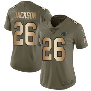 Cool Handsome Panthers #26 Donte Jackson Olive/Gold Women's Stitched NFL Limited 2017 Salute to Service Jersey to Boost Team Spirit