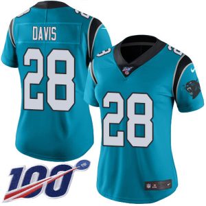 Exclusive Modern Panthers #28 Mike Davis Blue Alternate Women's Stitched NFL 100th Season Vapor Untouchable Limited Jersey to Elevate Your Game Day Look