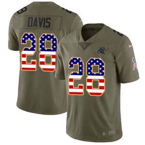Sleek Smart Superb Panthers #28 Mike Davis Olive/USA Flag Men's Stitched NFL Limited 2017 Salute To Service Jersey to Boost Team Spirit