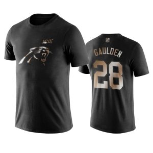 Vibrant Unique Exclusive Panthers #28 Rashaan Gaulden Black NFL Black Golden 100th Season T-Shirts to Stand Out in the Crowd