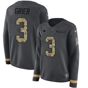 Unique Superb Stylish Panthers #3 Will Grier Anthracite Salute to Service Women's Stitched NFL Limited Therma Long Sleeve Jersey to Stand Out in the Crowd
