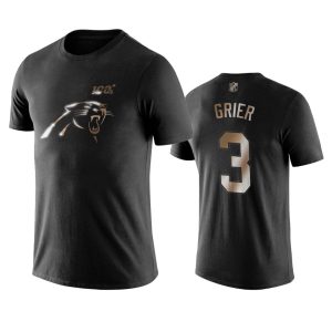 Graceful Cozy Distinctive Panthers #3 Will Grier Black NFL Black Golden 100th Season T-Shirts for Game Day