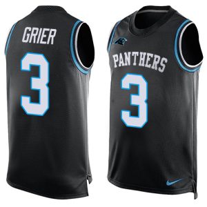 Fashionable Elegant Panthers #3 Will Grier Black Team Color Men's Stitched NFL Limited Tank Top Jersey for Game Day
