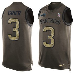 Graceful Authentic Modern Panthers #3 Will Grier Green Men's Stitched NFL Limited Salute To Service Tank Top Jersey for a Stylish Sporting Appearance