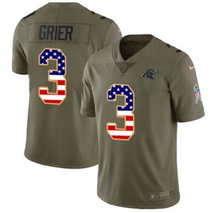 Chic Exclusive Panthers #3 Will Grier Olive/USA Flag Men's Stitched NFL Limited 2017 Salute To Service Jersey to Show Your Support