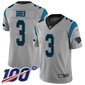 Comfortable Premium Panthers #3 Will Grier Silver Men's Stitched NFL Limited Inverted Legend 100th Season Jersey for an Unforgettable Season