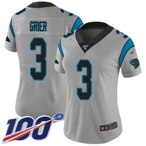 Classic Impressive Marvelous Outstanding Panthers #3 Will Grier Silver Women's Stitched NFL Limited Inverted Legend 100th Season Jersey for an Unforgettable Season