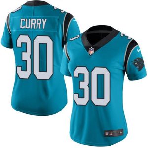 Classic High Quality Sturdy Panthers #30 Stephen Curry Blue Women's Stitched NFL Limited Rush Jersey for a Stylish Sporting Appearance