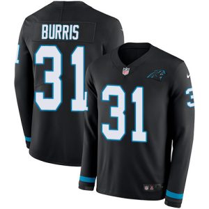 Trendy Alluring Distinctive Panthers #31 Juston Burris Black Team Color Youth Stitched NFL Limited Therma Long Sleeve Jersey for Game Day