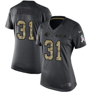 Chic Exquisite Panthers #31 Juston Burris Black Women's Stitched NFL Limited 2016 Salute to Service Jersey for True Fans