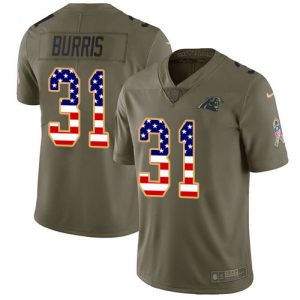 High Quality Stunning Panthers #31 Juston Burris Olive/USA Flag Youth Stitched NFL Limited 2017 Salute To Service Jersey for the Ultimate Fan Experience