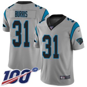 Outstanding Luxurious Superb Stylish Panthers #31 Juston Burris Silver Youth Stitched NFL Limited Inverted Legend 100th Season Jersey for a Memorable Fan Moment