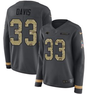 Smart Cozy Fabulous Premium Panthers #33 Tae Davis Anthracite Salute to Service Women's Stitched NFL Limited Therma Long Sleeve Jersey for an Unforgettable Season