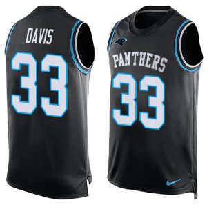 Attractive Authentic Fashionable Panthers #33 Tae Davis Black Team Color Men's Stitched NFL Limited Tank Top Jersey for a Stylish Sporting Appearance