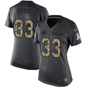 Stunning Classic Superb Graceful Panthers #33 Tae Davis Black Women's Stitched NFL Limited 2016 Salute to Service Jersey for a Stylish Sporting Appearance