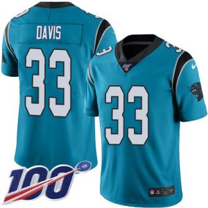 Smart Graceful Panthers #33 Tae Davis Blue Youth Stitched NFL Limited Rush 100th Season Jersey for True Fans