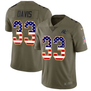 Fantastic Fabulous Classic Exquisite Panthers #33 Tae Davis Olive/USA Flag Men's Stitched NFL Limited 2017 Salute To Service Jersey to Show Your Support