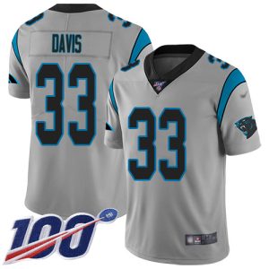 Luxurious Fabulous Panthers #33 Tae Davis Silver Men's Stitched NFL Limited Inverted Legend 100th Season Jersey for a Memorable Fan Moment