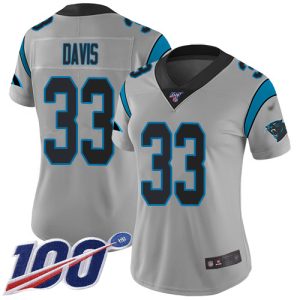 Fashionable Classic Panthers #33 Tae Davis Silver Women's Stitched NFL Limited Inverted Legend 100th Season Jersey for the Ultimate Fan Experience