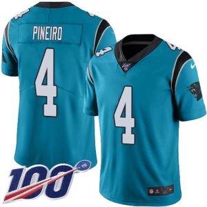 Authentic Stylish Unique Panthers #4 Eddy Pineiro Blue Alternate Men's Stitched NFL 100th Season Vapor Untouchable Limited Jersey to Elevate Your Game Day Look