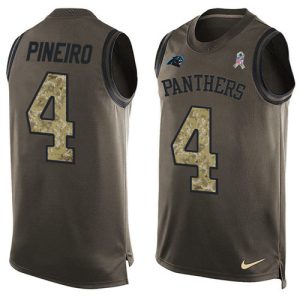 Modern Stylish Premium Cozy Panthers #4 Eddy Pineiro Green Men's Stitched NFL Limited Salute To Service Tank Top Jersey to Show Your Support