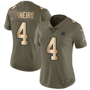 Attractive Alluring Smart Panthers #4 Eddy Pineiro Olive/Gold Women's Stitched NFL Limited 2017 Salute To Service Jersey for Game Day