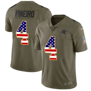 Outstanding Fabulous Luxurious Panthers #4 Eddy Pineiro Olive/USA Flag Men's Stitched NFL Limited 2017 Salute To Service Jersey to Elevate Your Game Day Look
