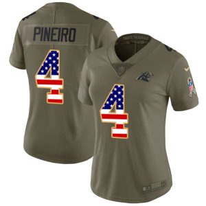 Trendy Cool Impressive Fantastic Panthers #4 Eddy Pineiro Olive/USA Flag Women's Stitched NFL Limited 2017 Salute To Service Jersey for a Memorable Fan Moment