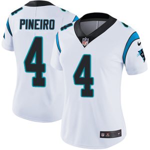 Elegant Stylish Exclusive Panthers #4 Eddy Pineiro White Women's Stitched NFL Vapor Untouchable Limited Jersey to Elevate Your Game Day Look