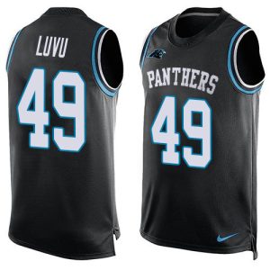 Sleek Outstanding Modern Distinctive Panthers #49 Frankie Luvu Black Team Color Men's Stitched NFL Limited Tank Top Jersey for a Stylish Sporting Appearance