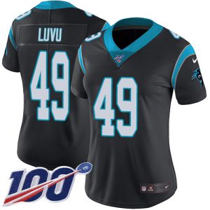 Graceful Smart Comfortable Attractive Panthers #49 Frankie Luvu Black Team Color Women's Stitched NFL 100th Season Vapor Untouchable Limited Jersey to Elevate Your Game Day Look