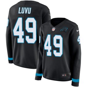 Fabulous Sleek Panthers #49 Frankie Luvu Black Team Color Women's Stitched NFL Limited Therma Long Sleeve Jersey for True Fans