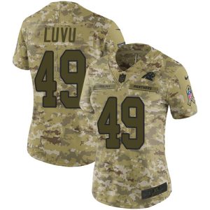 Comfortable Premium Alluring Elegant Panthers #49 Frankie Luvu Camo Women's Stitched NFL Limited 2018 Salute To Service Jersey to Stand Out in the Crowd