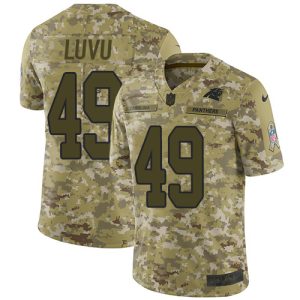 Unique Exclusive Impressive Handsome Panthers #49 Frankie Luvu Camo Youth Stitched NFL Limited 2018 Salute To Service Jersey to Elevate Your Game Day Look