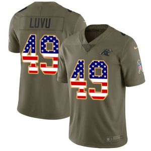 Cool Exclusive Panthers #49 Frankie Luvu Olive/USA Flag Youth Stitched NFL Limited 2017 Salute To Service Jersey to Boost Team Spirit