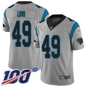 Authentic Exclusive Sleek High Quality Panthers #49 Frankie Luvu Silver Men's Stitched NFL Limited Inverted Legend 100th Season Jersey to Stand Out in the Crowd