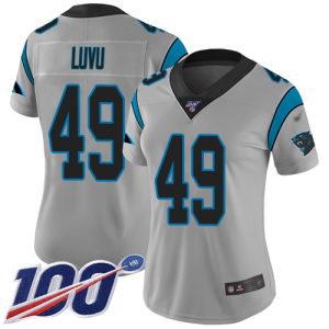 Outstanding Premium Panthers #49 Frankie Luvu Silver Women's Stitched NFL Limited Inverted Legend 100th Season Jersey for True Fans